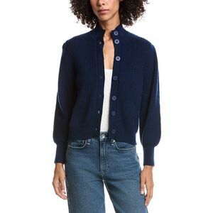 Forte Cashmere Womens  Button Wool & Cashmere-Blend Cardigan, Blue